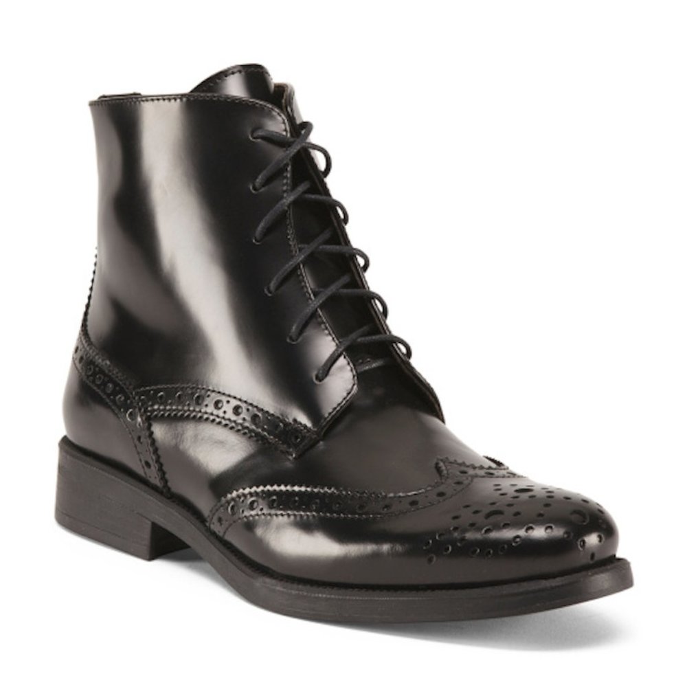 Boemos Wingtip Lace Up Leather Ankle Boot